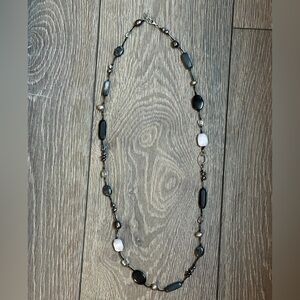 Silpada Downtown Pearl, Hematite Sterling 925 Long Necklace